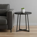 Round Side Table in Black Ash Wood and Black
