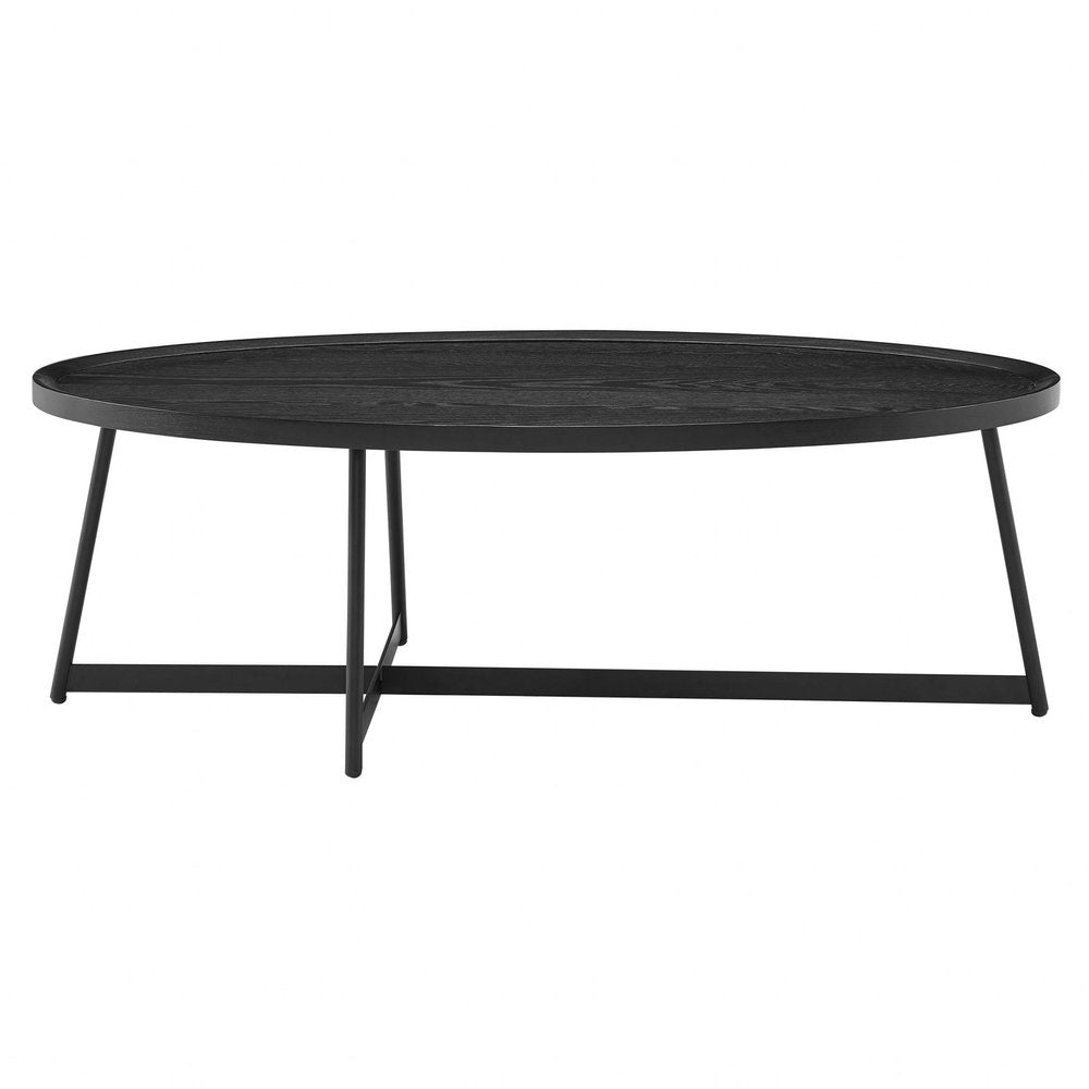 Black Wood and Metal Oval Frame Coffee Table - 47-inch