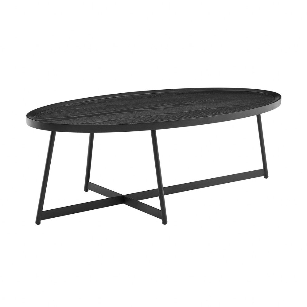 Black Wood and Metal Oval Frame Coffee Table - 47-inch