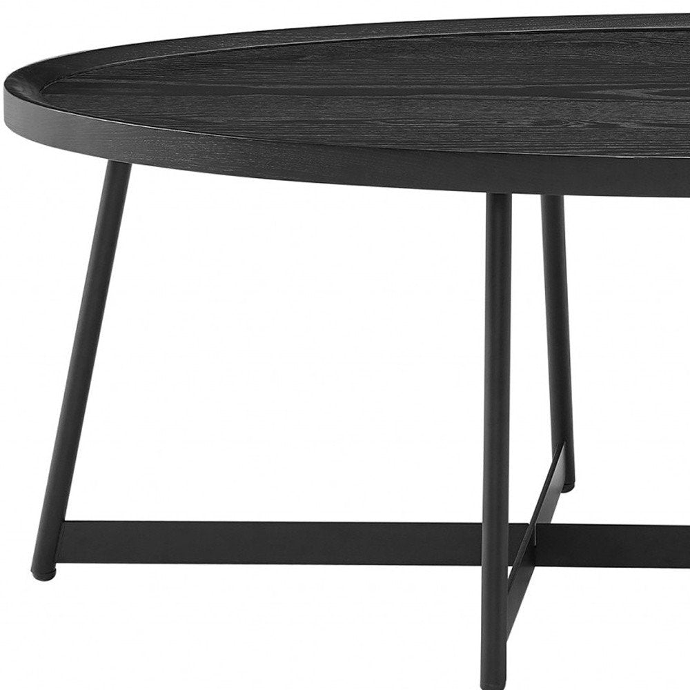Black Wood and Metal Oval Frame Coffee Table - 47-inch