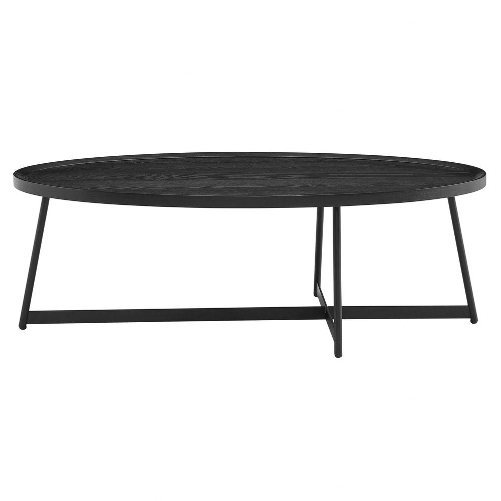 Black Wood and Metal Oval Frame Coffee Table - 47-inch