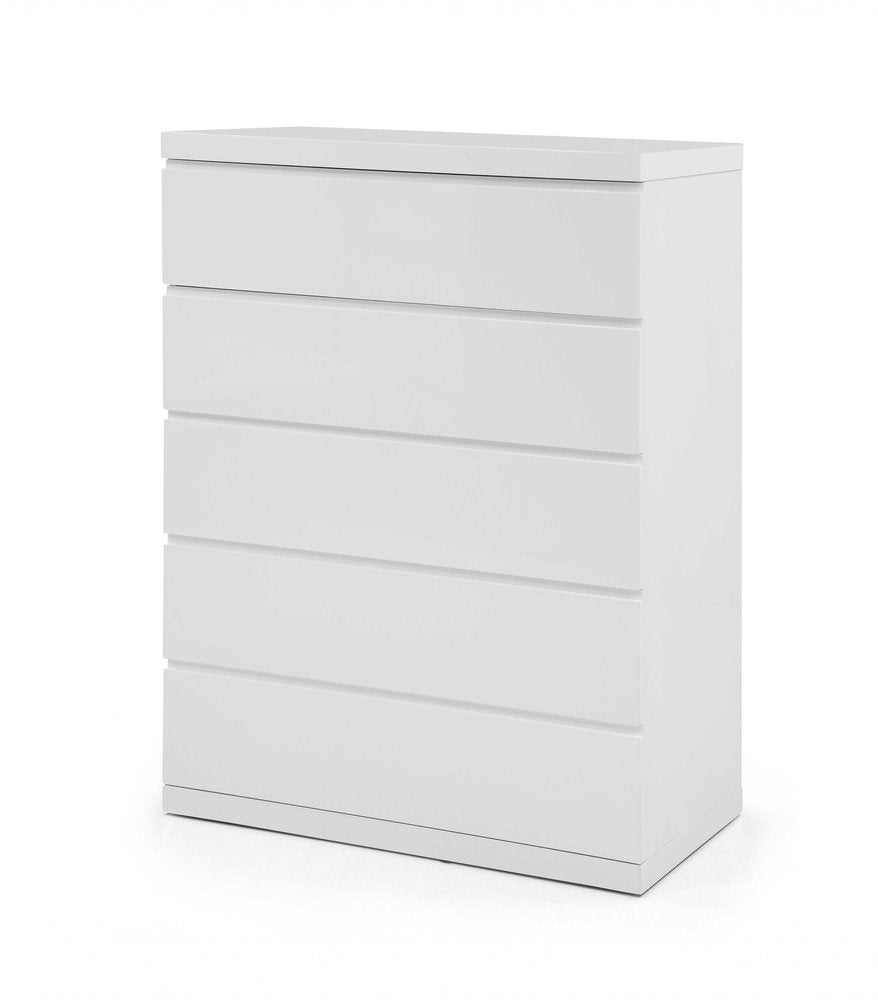 White Wood Five Drawer Dresser - 36-inch