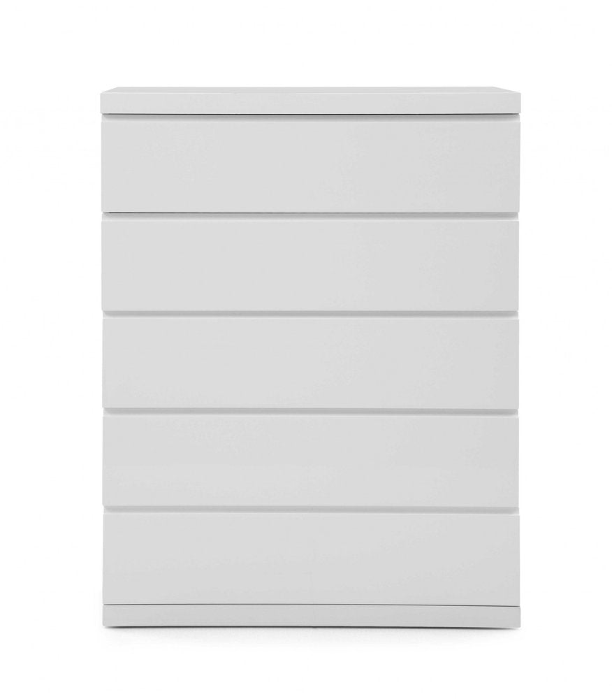 White Wood Five Drawer Dresser - 36-inch