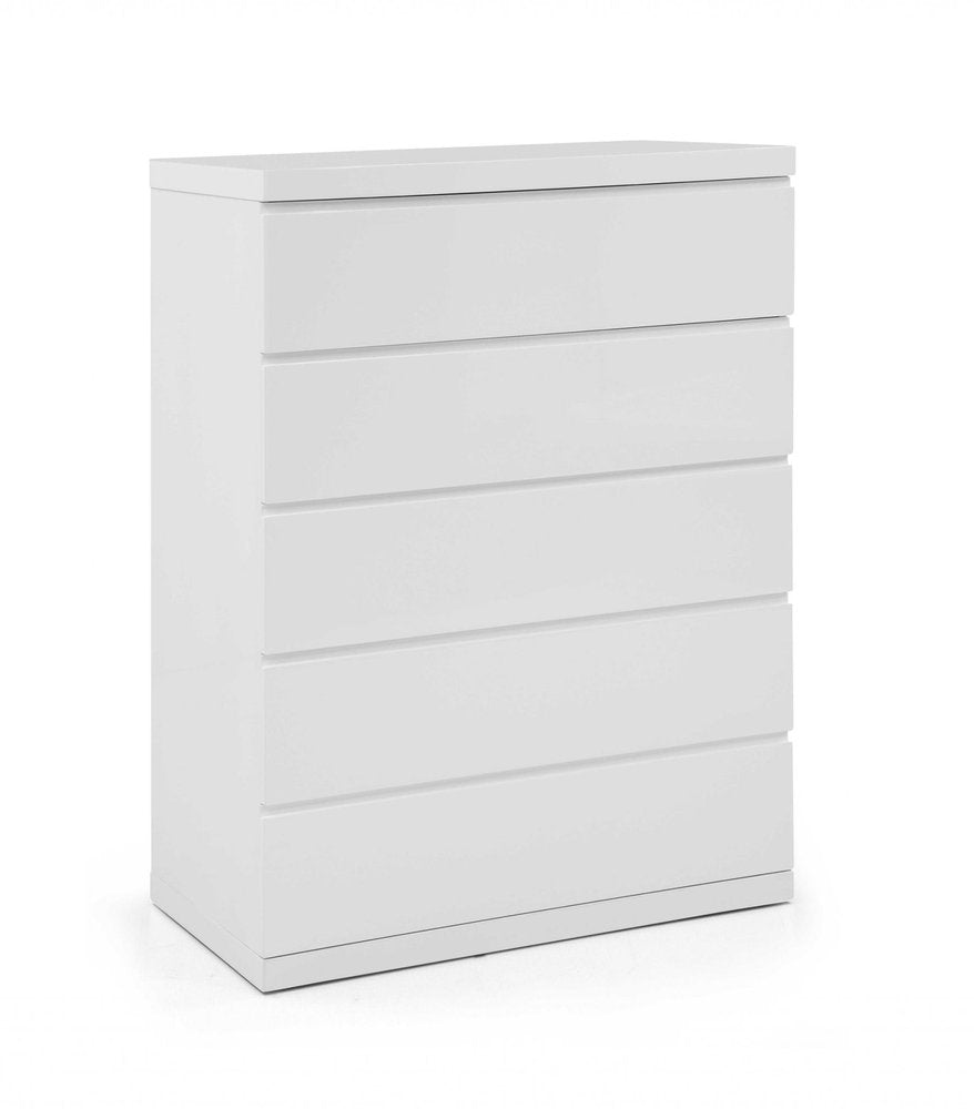 White Wood Five Drawer Dresser - 36-inch
