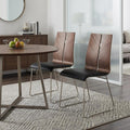 Set of Two Black and Silver Upholstered Faux Leather Dining Side Chairs