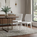 Set of Two White Slipcovered Upholstered Faux Leather Dining Side Chairs