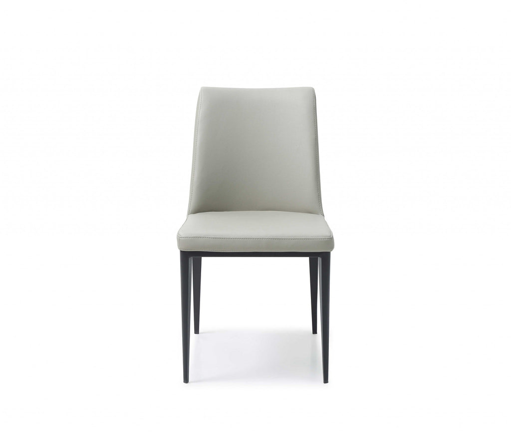 Set of Two Gray and Black Upholstered Faux Leather Dining Side Chairs