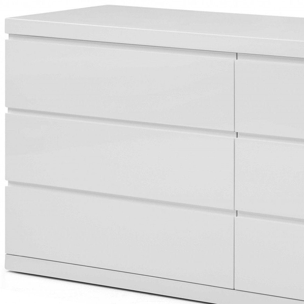 White Solid Wood Six Drawer Double Dresser - 63-inch