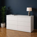White Solid Wood Six Drawer Double Dresser - 63-inch