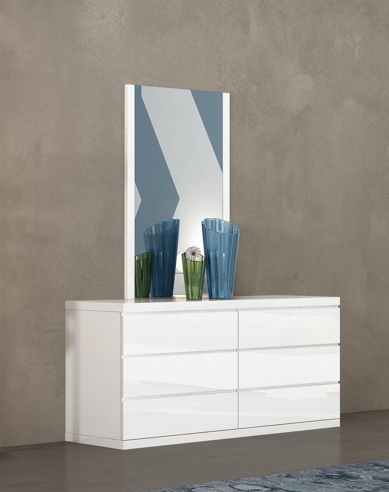 White Solid Wood Six Drawer Double Dresser - 63-inch