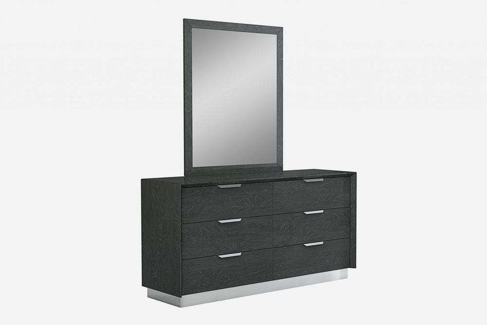 Grey Solid Wood Six Drawer Double Dresser - 63-inch