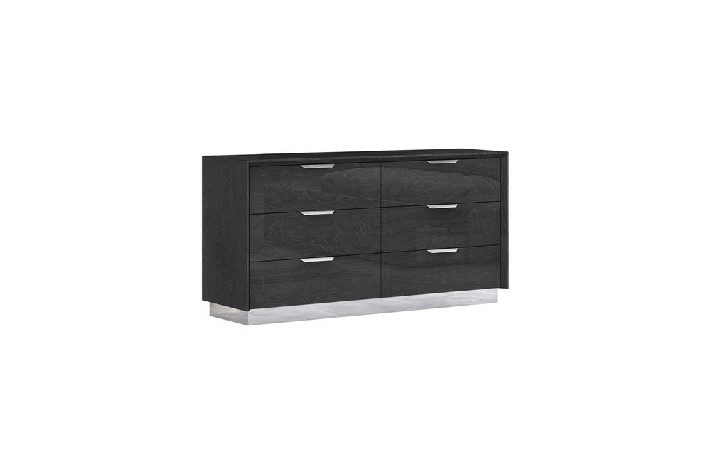 Grey Solid Wood Six Drawer Double Dresser - 63-inch