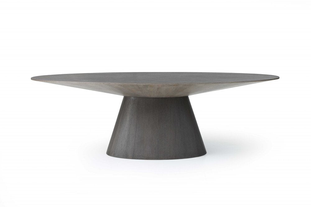 Gray Rounded Solid Wood Pedestal Base Dining Table - 95-inch