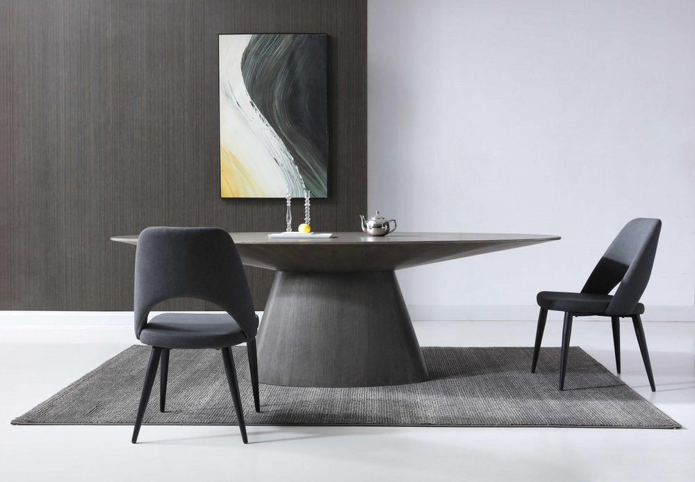 Gray Rounded Solid Wood Pedestal Base Dining Table - 95-inch