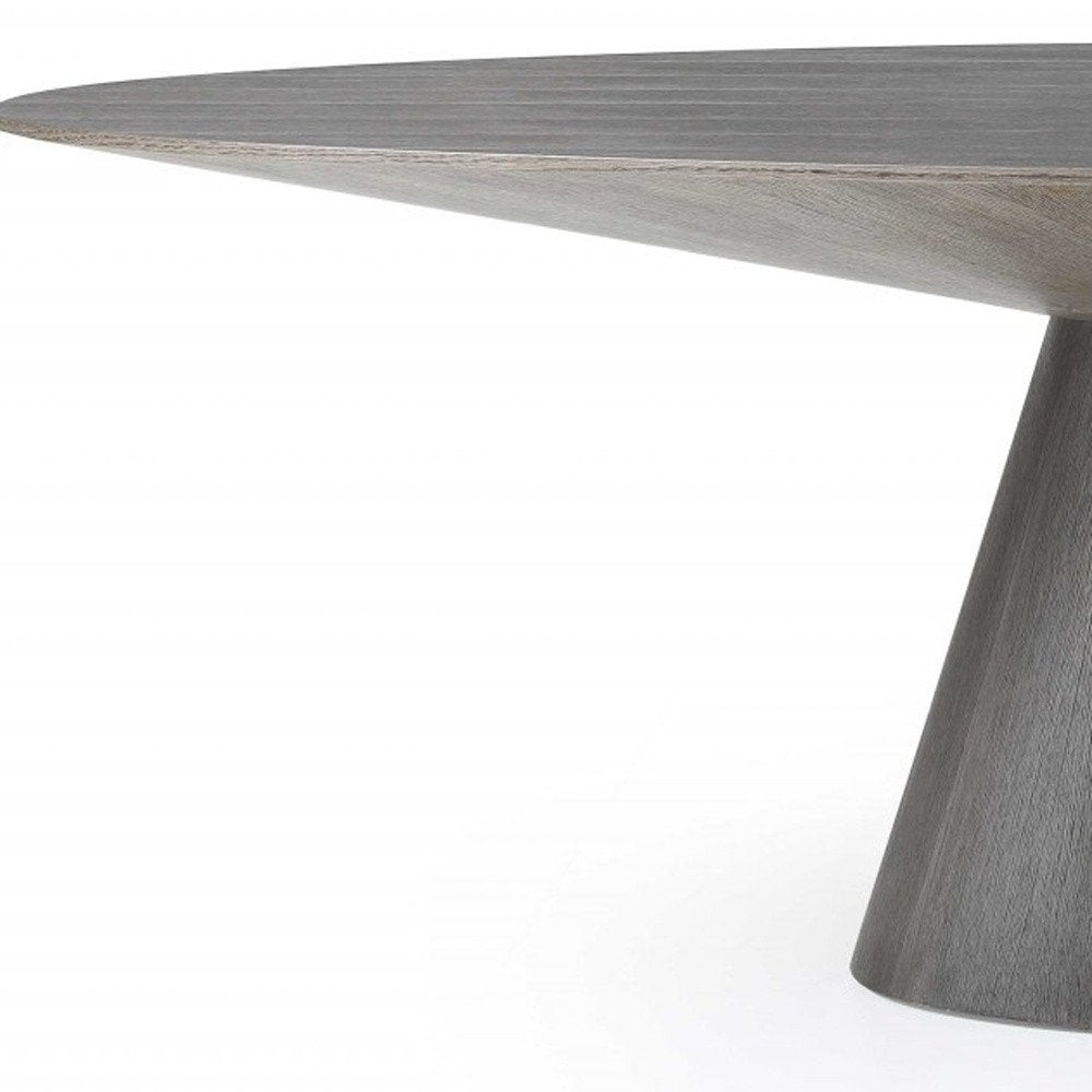 Gray Rounded Solid Wood Pedestal Base Dining Table - 95-inch