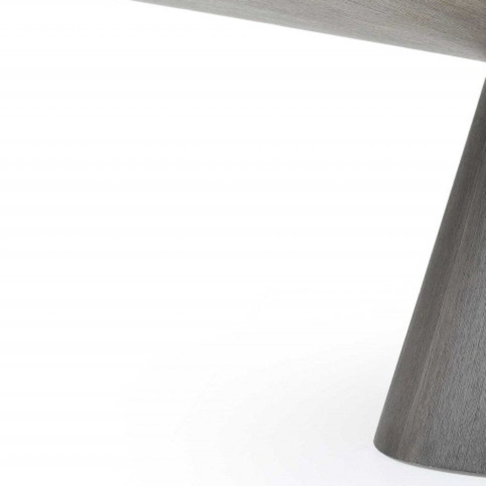Gray Rounded Solid Wood Pedestal Base Dining Table - 95-inch