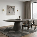 Gray Rounded Solid Wood Pedestal Base Dining Table - 95-inch