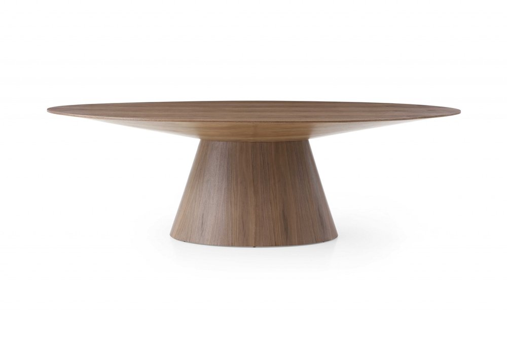 Brown Oval Solid Wood Pedestal Base Dining Table - 95-inch