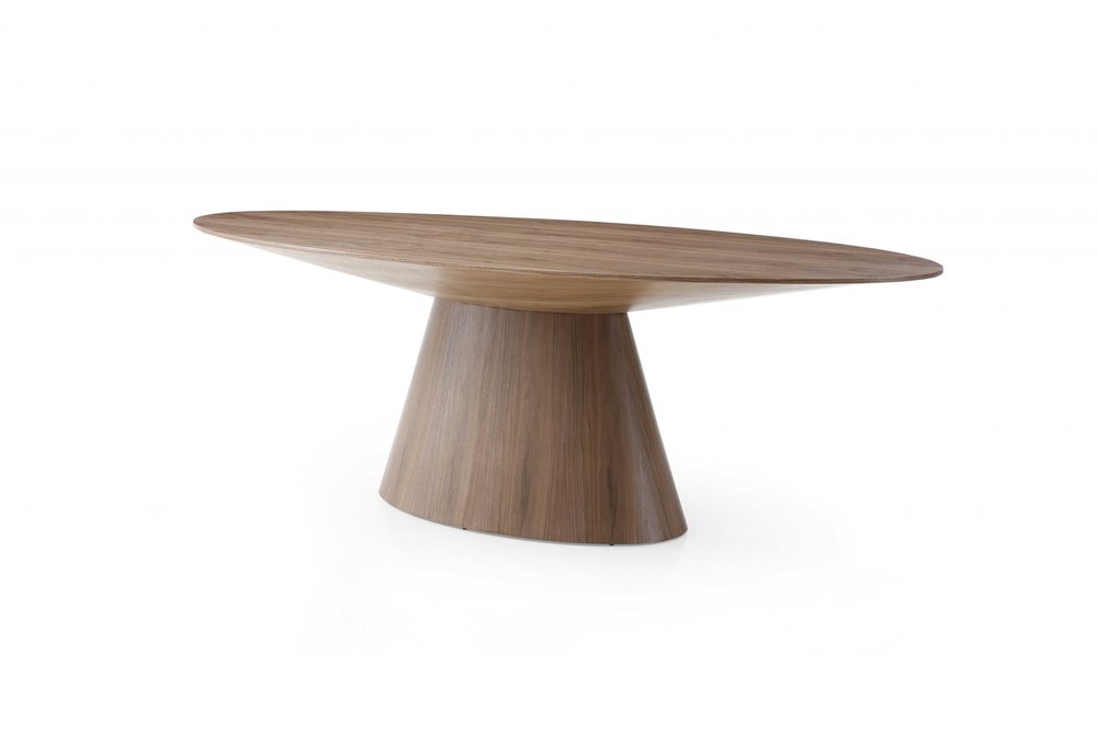 Brown Oval Solid Wood Pedestal Base Dining Table - 95-inch