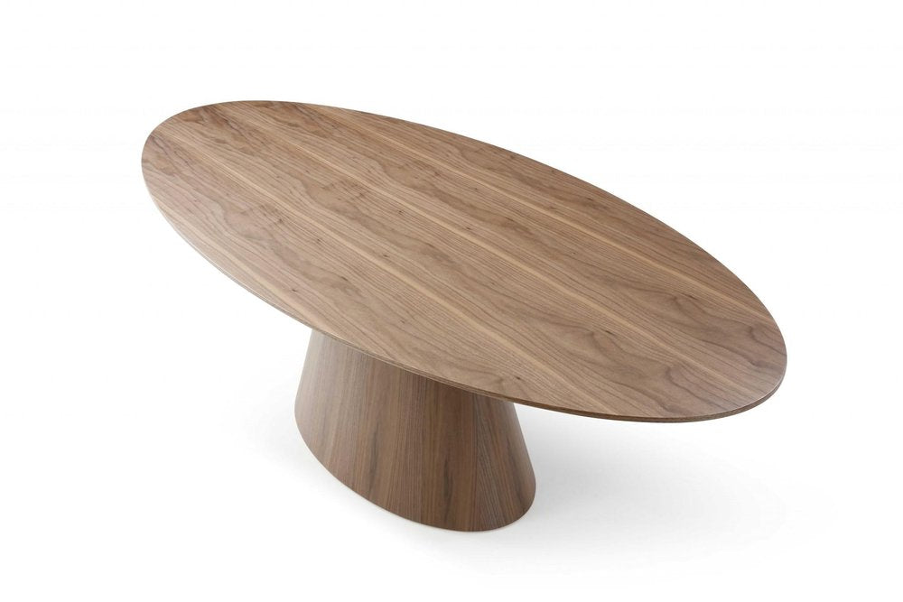 Brown Oval Solid Wood Pedestal Base Dining Table - 95-inch