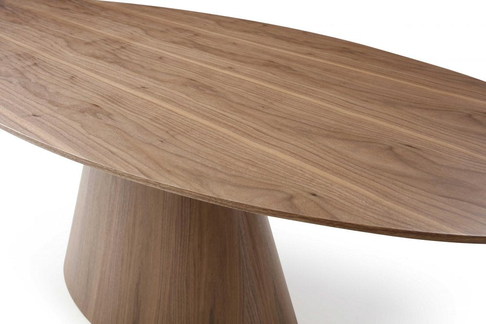 Brown Oval Solid Wood Pedestal Base Dining Table - 95-inch