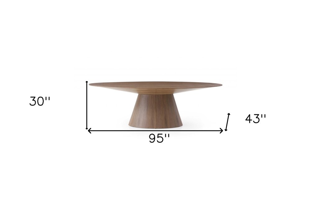 Brown Oval Solid Wood Pedestal Base Dining Table - 95-inch