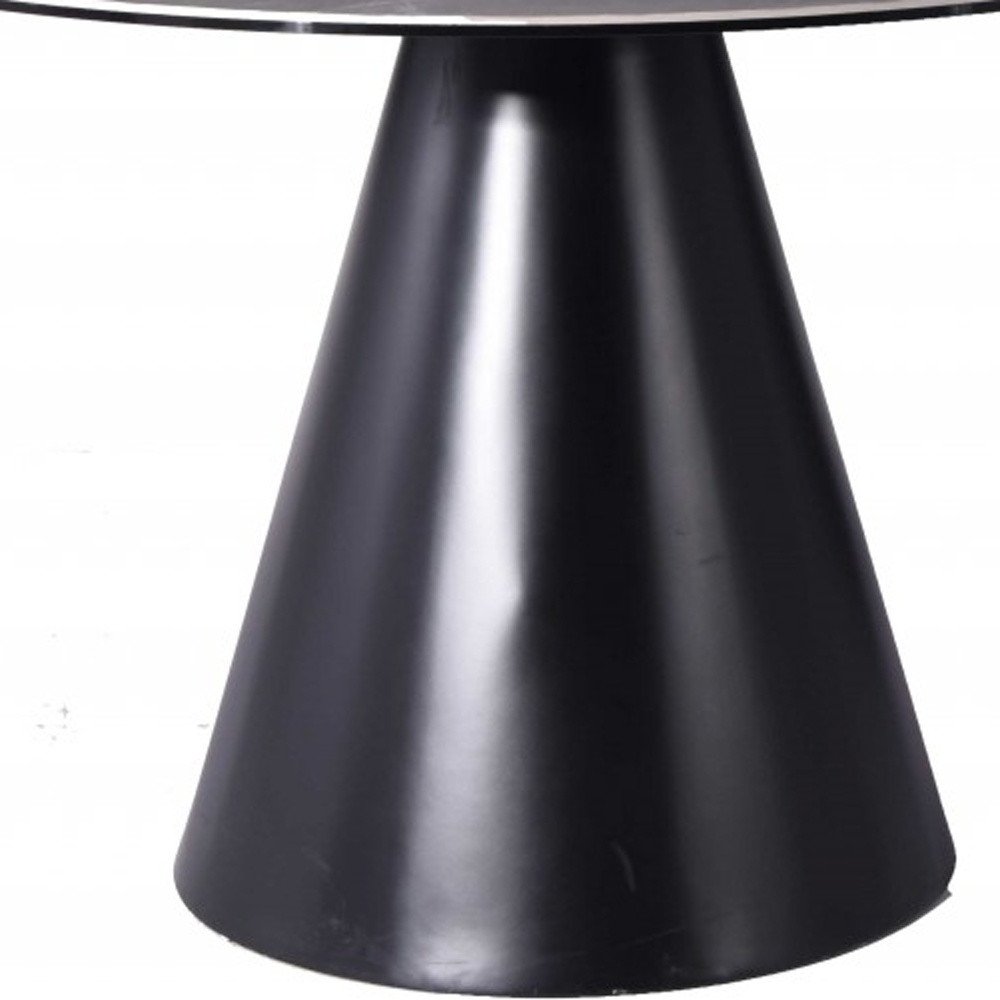 Gray Rounded Stone and Iron Pedestal Base Dining Table - 47-inch