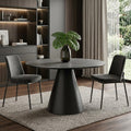 Gray Rounded Stone and Iron Pedestal Base Dining Table - 47-inch