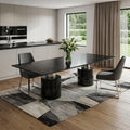 Black Marble Double Pedestal Base Dining Table - 120-inch