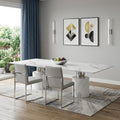 White Marble Double Pedestal Base Dining Table - 120-inch