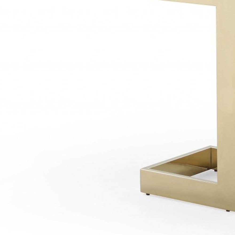 Clear and Gold Glass and Stainless Steel Double Pedestal Base Dining Table