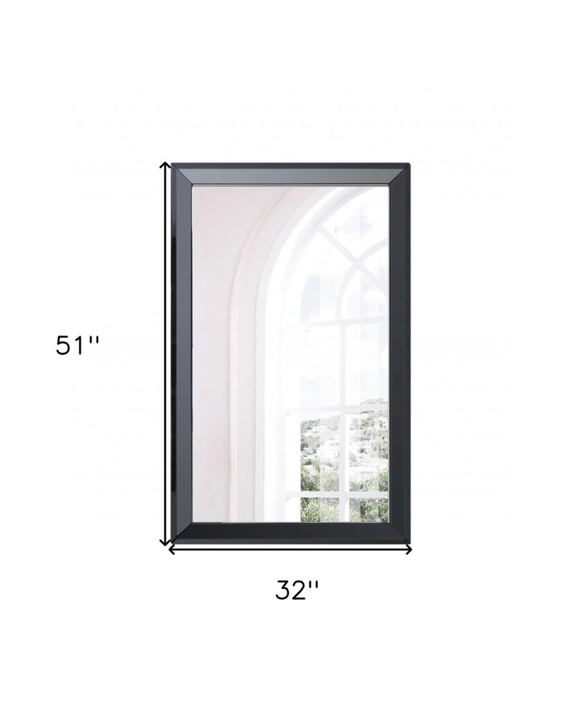 Black Wood Framed Accent Mirror - 51-inch