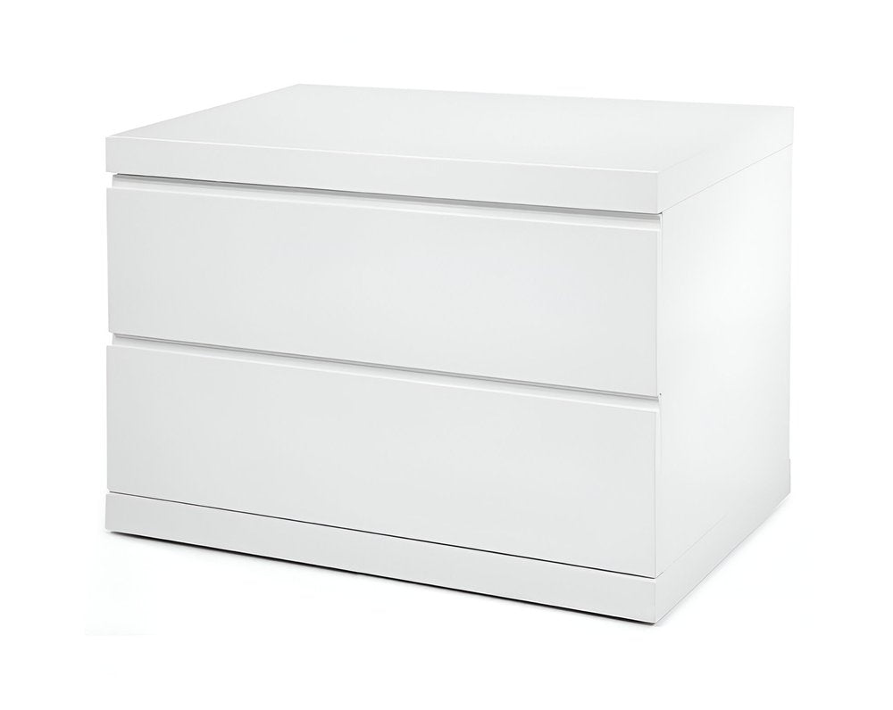 White Wood Two Drawer Nightstand - 20-inch