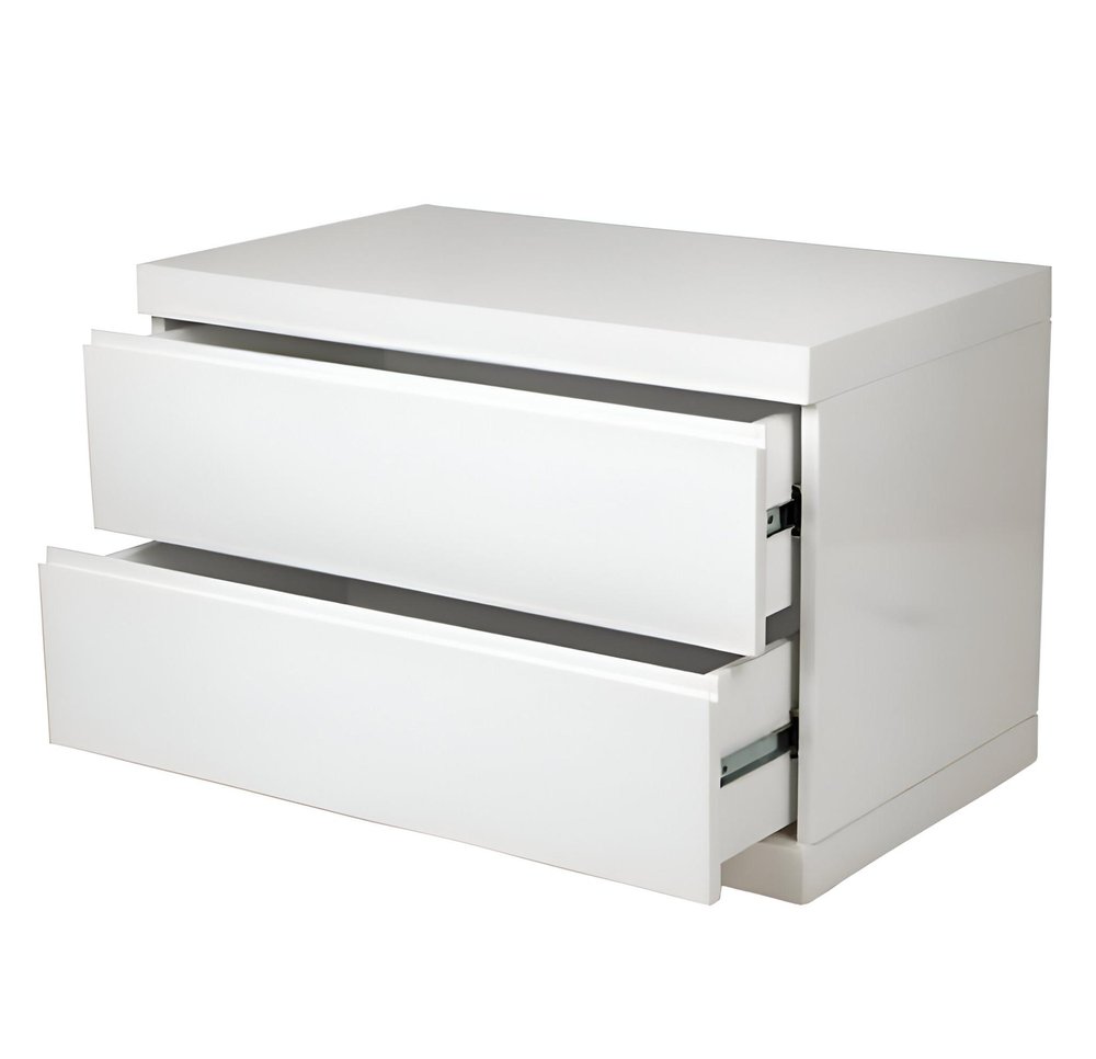 White Wood Two Drawer Nightstand - 20-inch