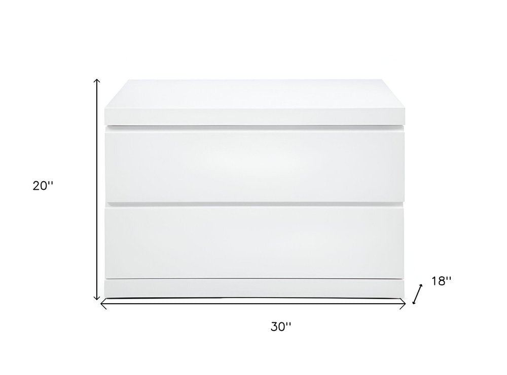 White Wood Two Drawer Nightstand - 20-inch