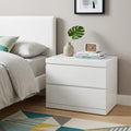 White Wood Two Drawer Nightstand - 20-inch