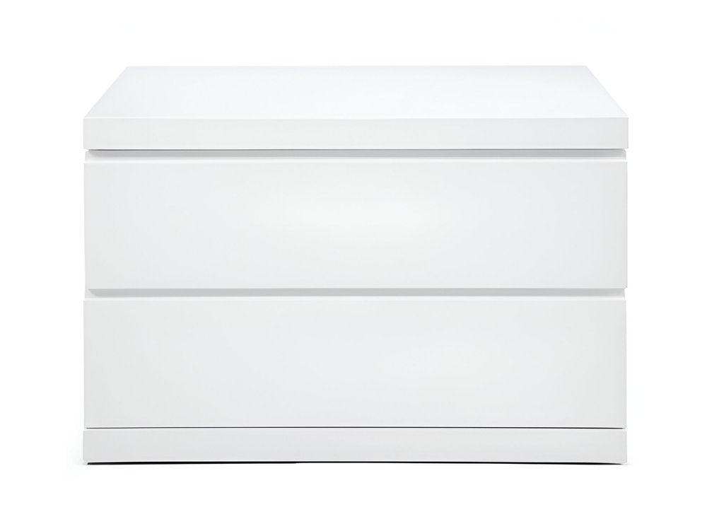 White Wood Two Drawer Nightstand - 20-inch