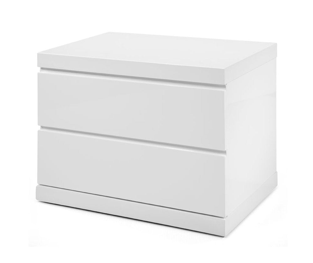 White Wood Two Drawer Nightstand - 18-inch