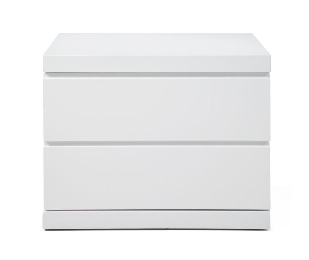 White Wood Two Drawer Nightstand - 18-inch