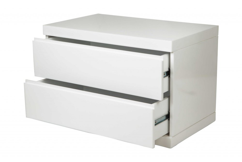 White Wood Two Drawer Nightstand - 18-inch