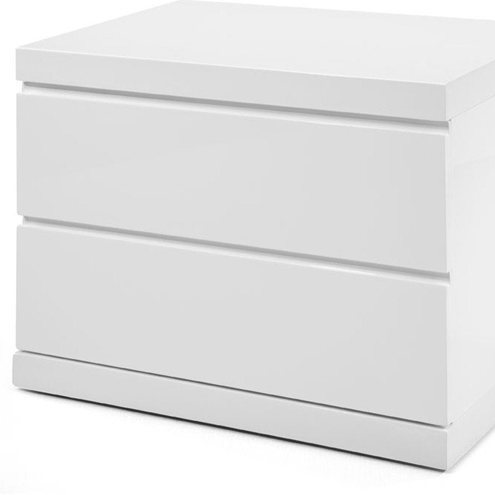 White Wood Two Drawer Nightstand - 18-inch