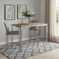 Wood Brown and Silver Solid Wood and Stainless Steel Dining Table - 55-inch
