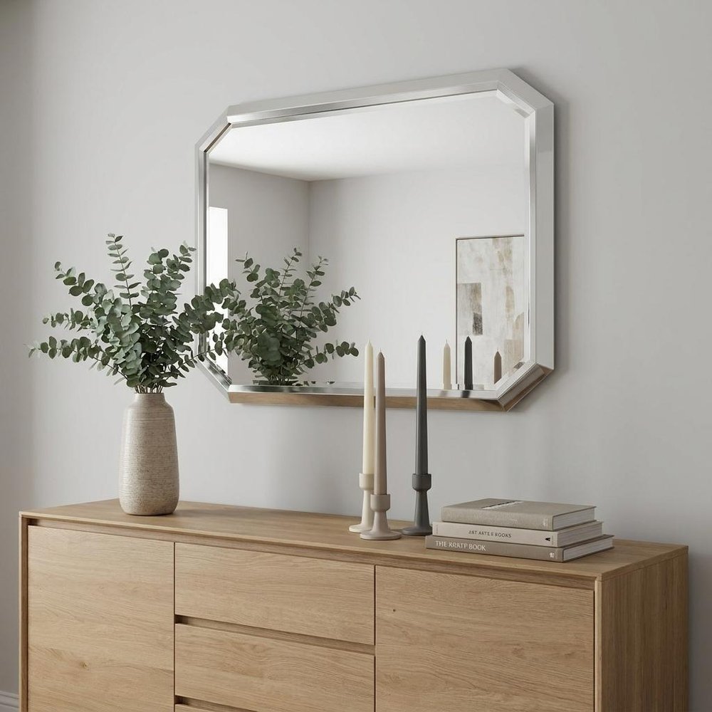 Taupe Abstract Glass Framed Accent Mirror - 49-inch