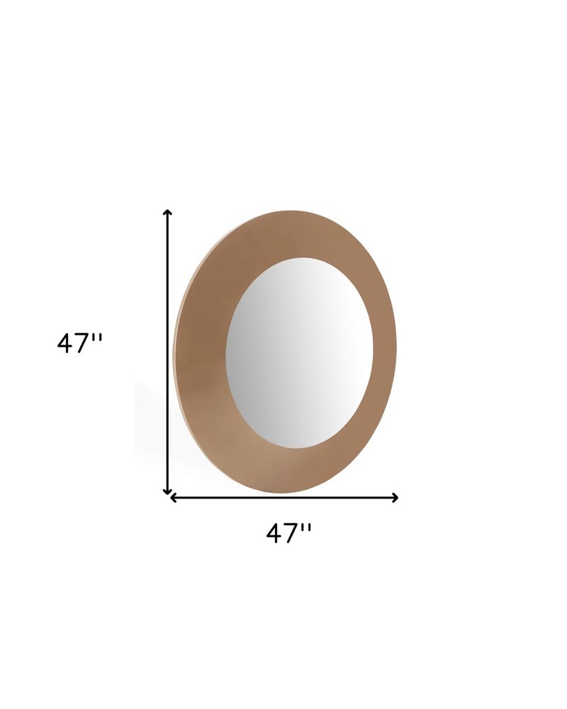 Gold Round Wood Framed Accent Mirror - 47-inch