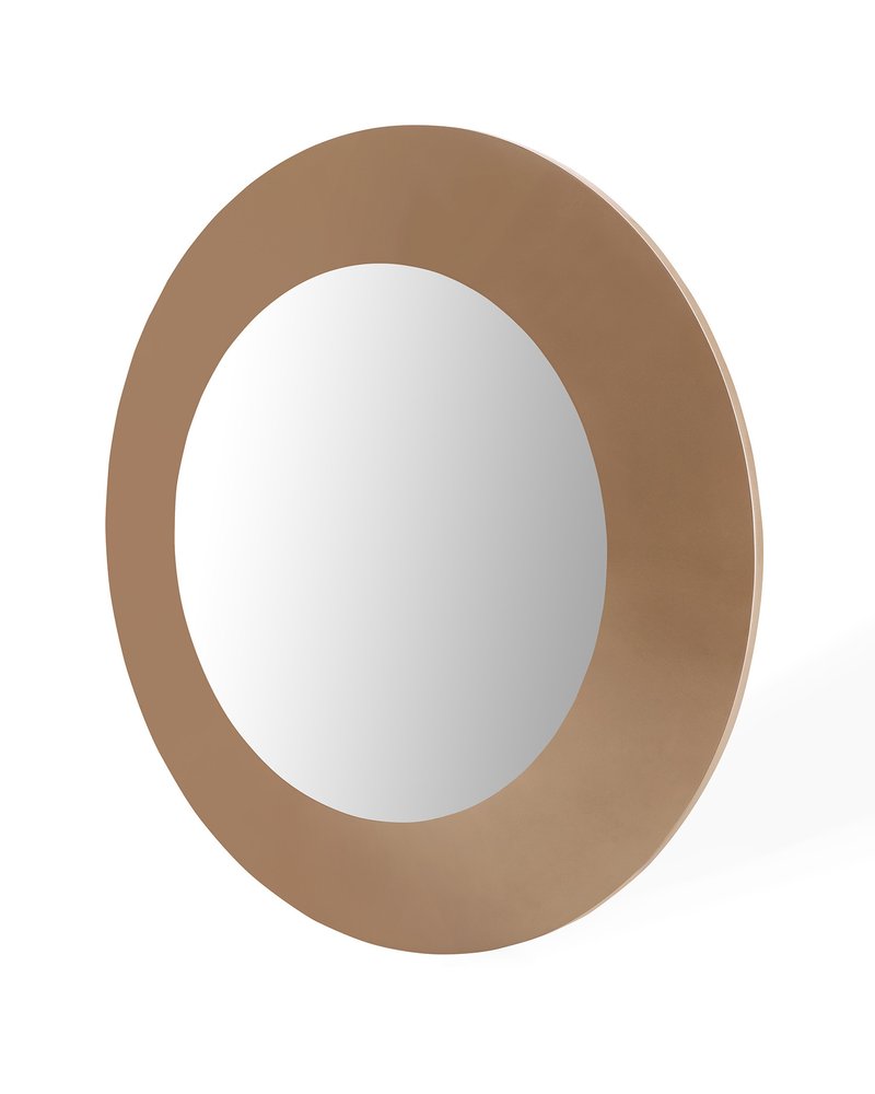 Gold Round Wood Framed Accent Mirror - 47-inch