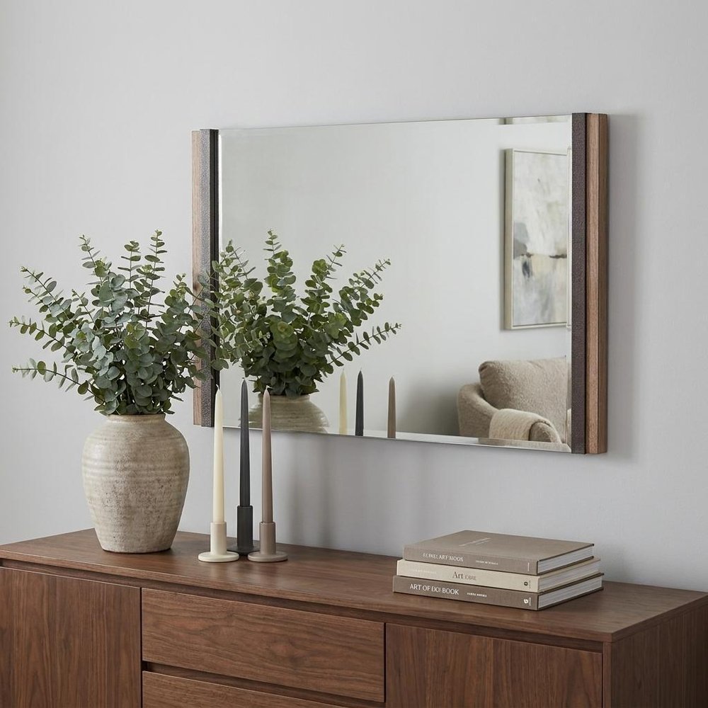 Natural Wood Framed Accent Mirror - 35-inch