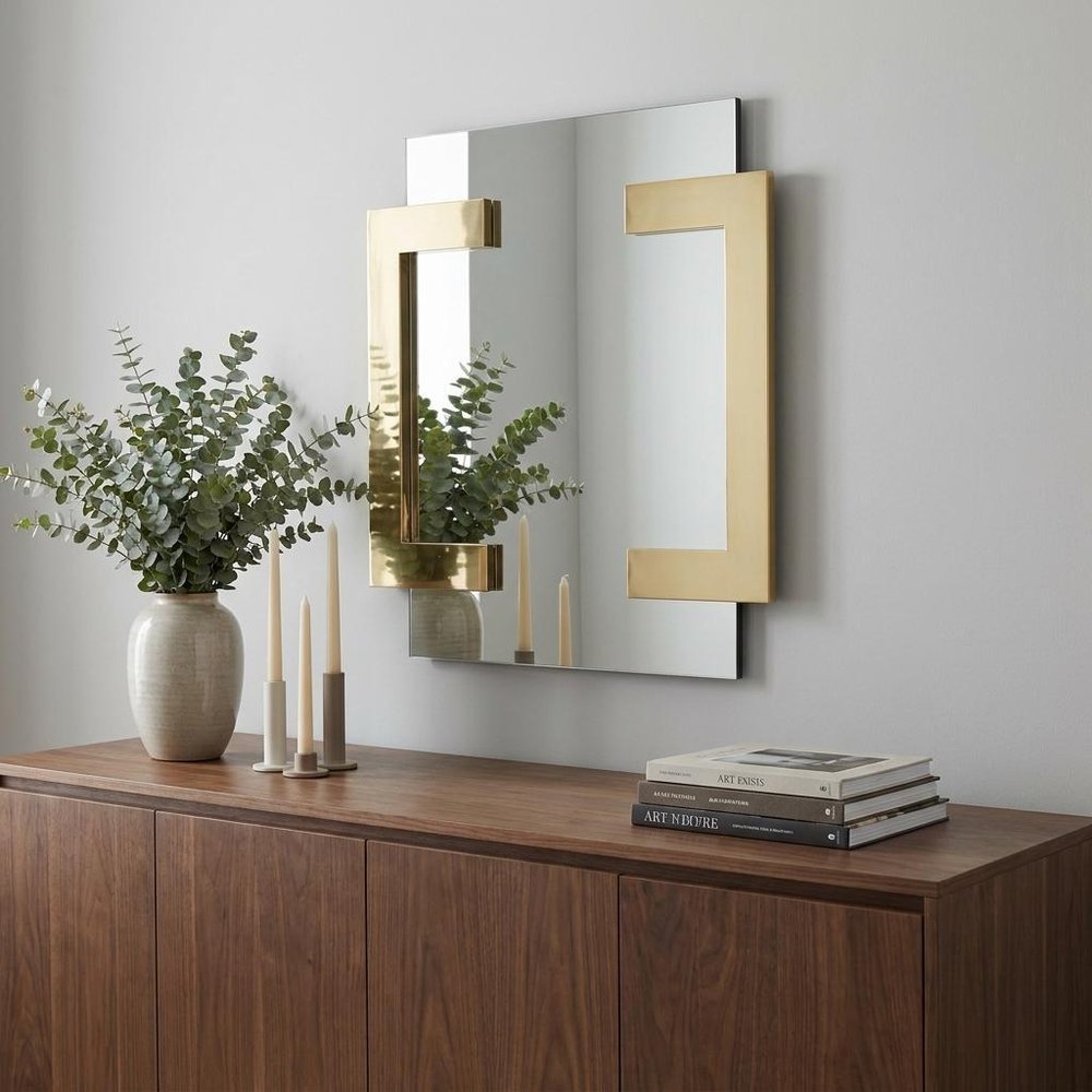 Gold Abstract Metal Framed Accent Mirror - 35-inch
