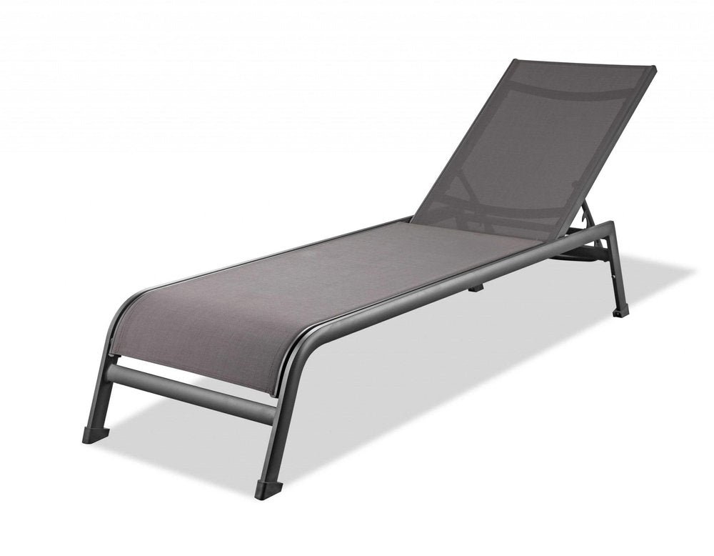 Set of Two 23 Taupe Metal Outdoor Chaise Lounge