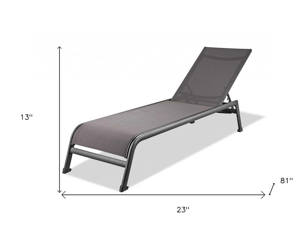 Set of Two 23 Taupe Metal Outdoor Chaise Lounge