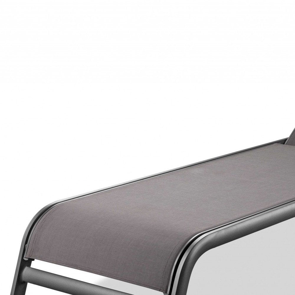 Set of Two 23 Taupe Metal Outdoor Chaise Lounge